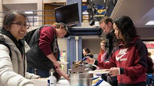 Students getting breakfast