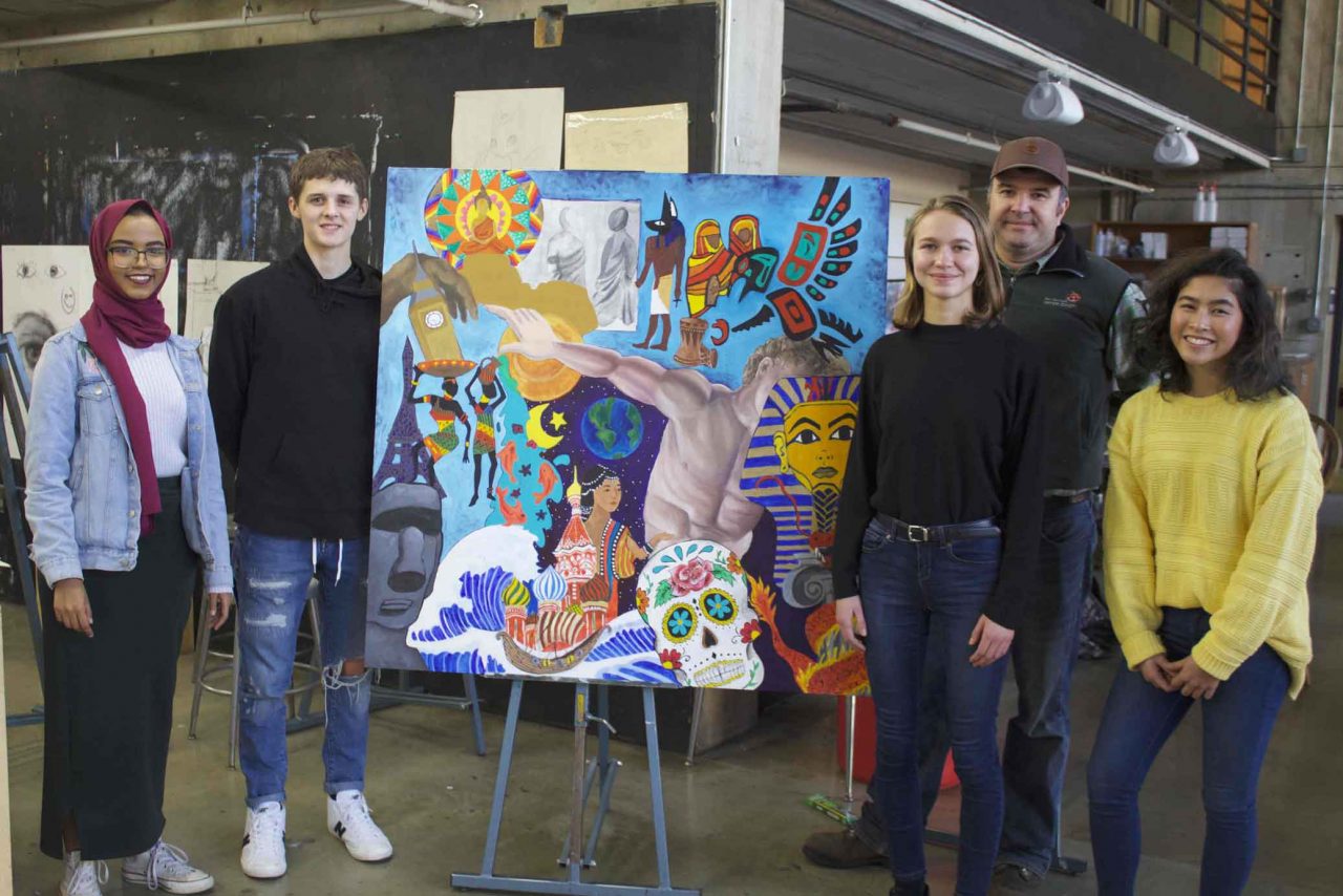 Students with Painting