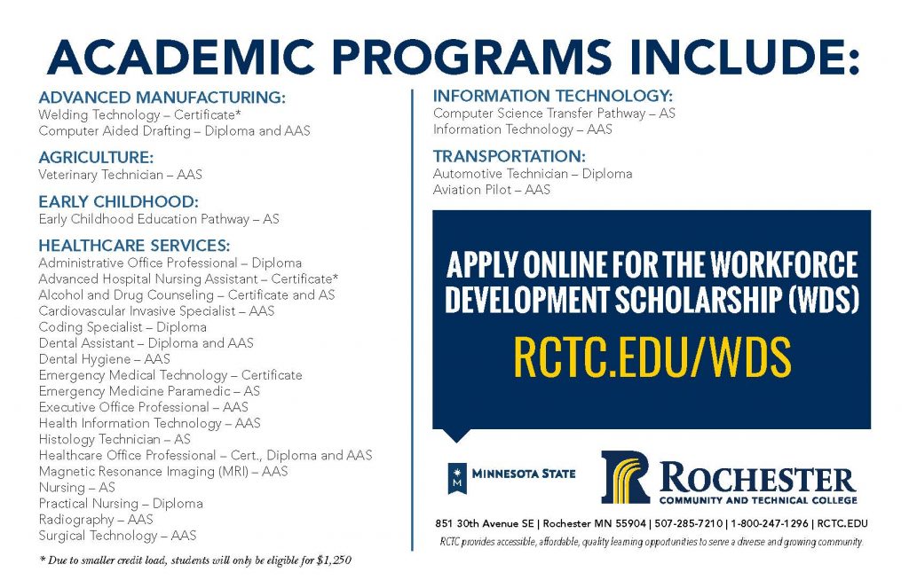 Workforce Development Scholarships – Rochester Community and Technical ...