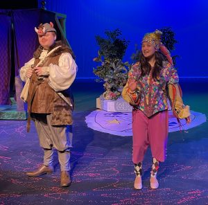 RCTC Theater Performs "Lions in Illyria". Two students in costume